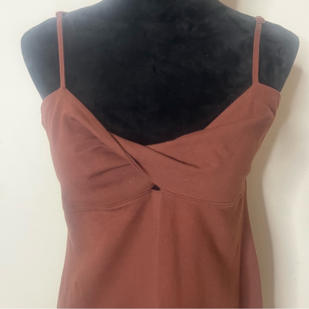 Ralph‎ Lauren Women’s Brown Spaghetti Strap Scoop Neck Jersey Knit Mini Dress L - Picture 3 of 8